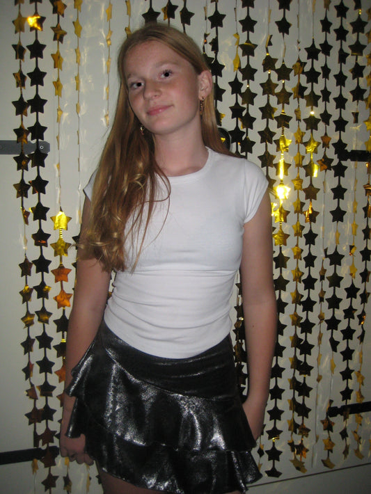 "Glamour" metallic skort dark silver