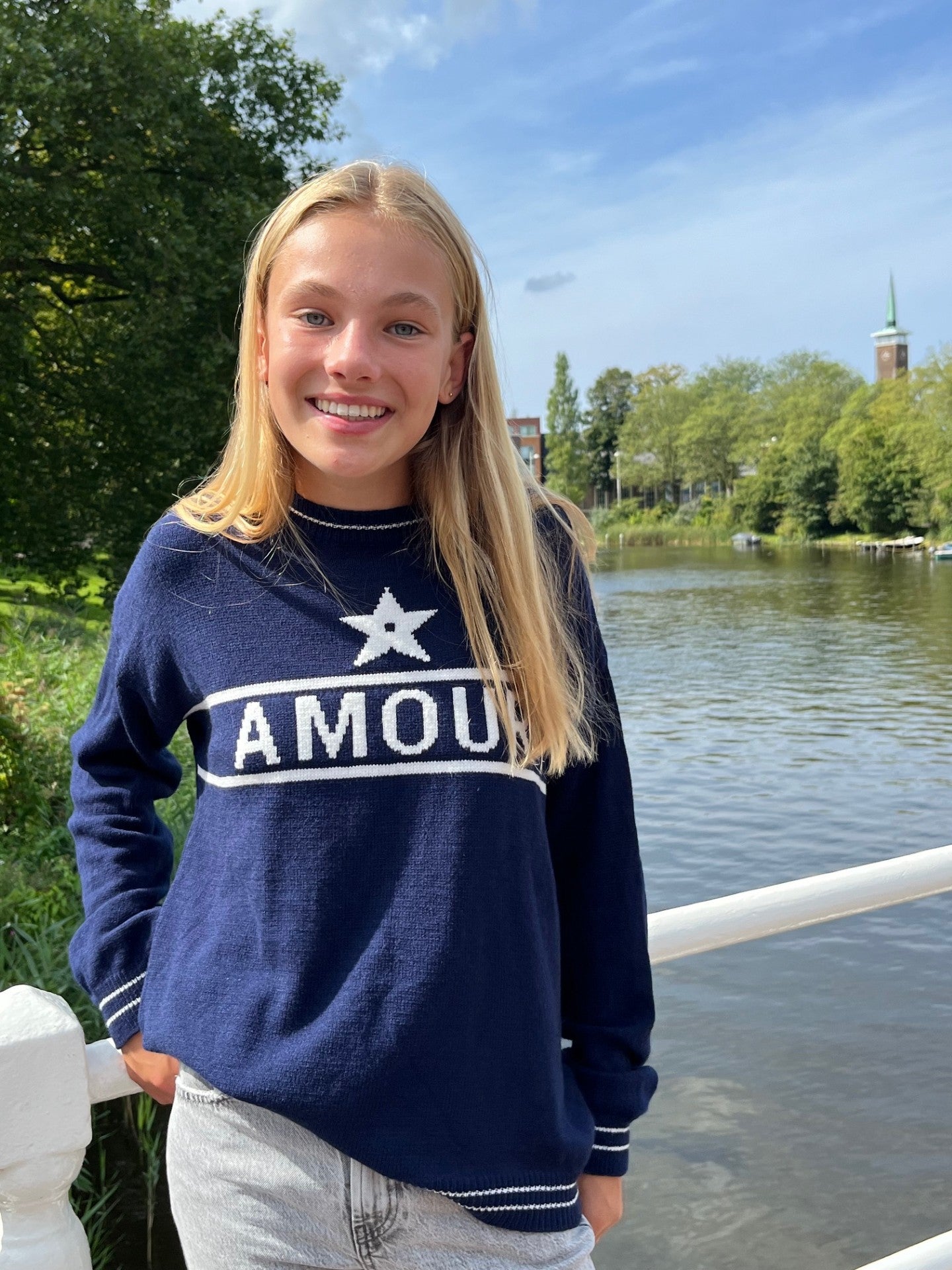"Amour" sweater navy